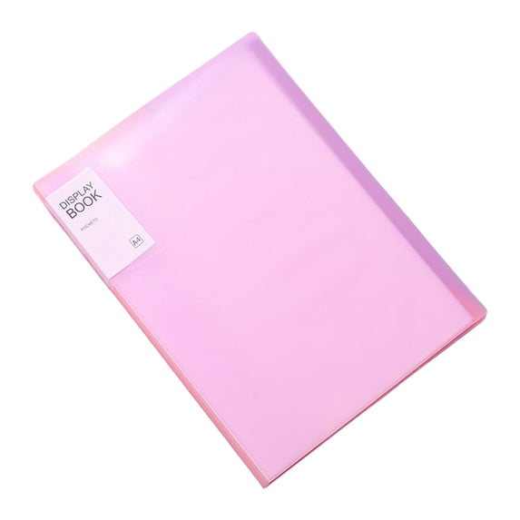 Leeye A4 Display Book Presentation Folder, 20 Pocket Sleeve Document Organizer with Label Slot for School Office, Pink
