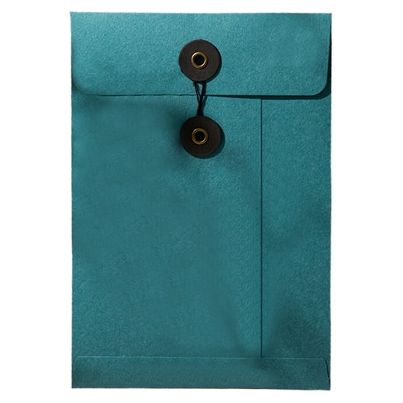 Leeye A5 Paper Document Envelope with String Tie Closure, File Folder for Contracts and Test Papers, Retro Blue