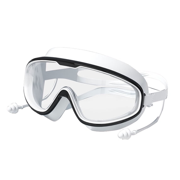 Leeye Adult Swimming Goggles Large Frame Anti Fog Swim Goggles with Water Drop Swim Cap Set, Professional Diving Goggles Waterproof No Leak Unisex for Training A