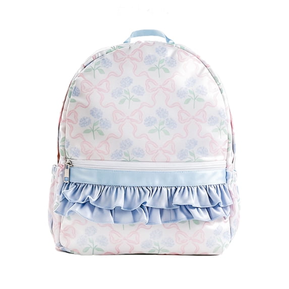 Leeye Backpack Cute Floral Heavy Custom Ruffle Rib Latice Inch Duty Bookbag Daycare Rose Blue Birthday