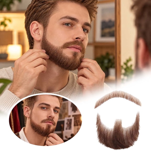 Leeye Beard Real Hair Realistic Beard Mens Beard Bud Beard Halloween Role Playing Party Silk