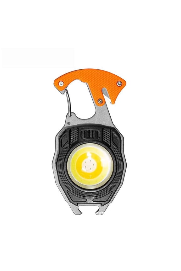COB Keychain Work Light USB Rechargeable, Portable LED Flashlight with Base Foldable Stand, 7 Light Modes Multi-Function Emergency Light,Orange
