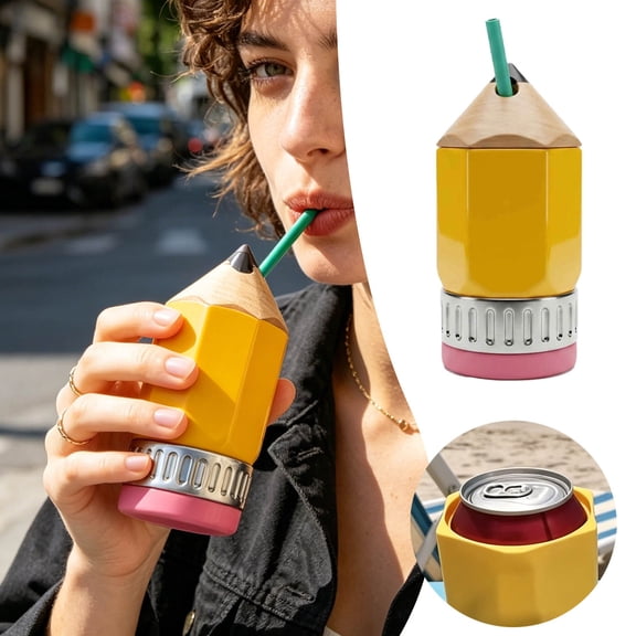 Leeye Can Cooler Sleeve, Insulated Neoprene Soda Can Holder, Reusable Beer Bottle Cooler Jacket for Standard 12 oz Cans, Yellow 5.1 inches