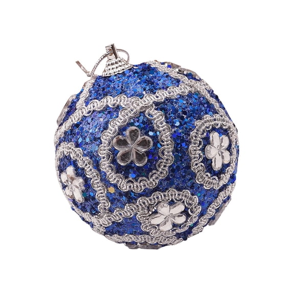Leeye Christmas Ball Ornament, Rhinestone Glitter Baubles Xmas Tree Decoration, Blue for Holiday Party and Home Decor