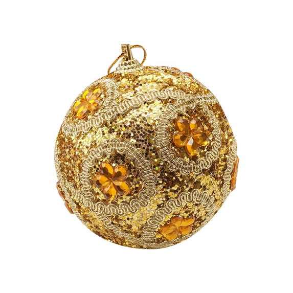 Leeye Christmas Ball Ornament, Rhinestone Glitter Baubles Xmas Tree Decoration, Gold for Holiday Party and Home Decor