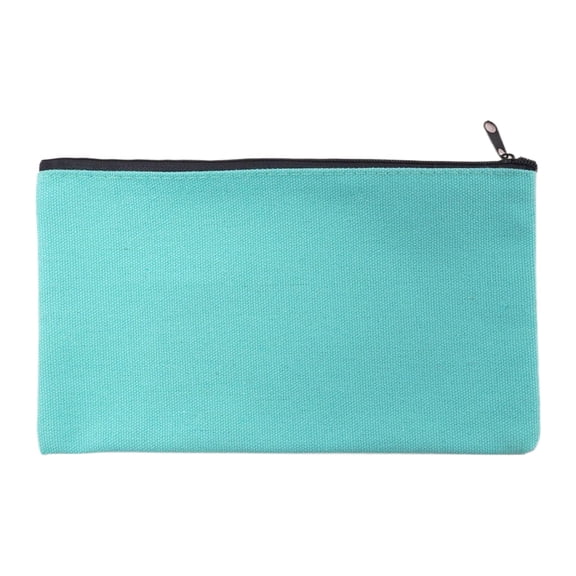 Leeye Colorful Zipper Canvas Pencil Case, Student Storage Bag with Zipper Closure, Portable Travel Cosmetic Makeup Bag, Teal