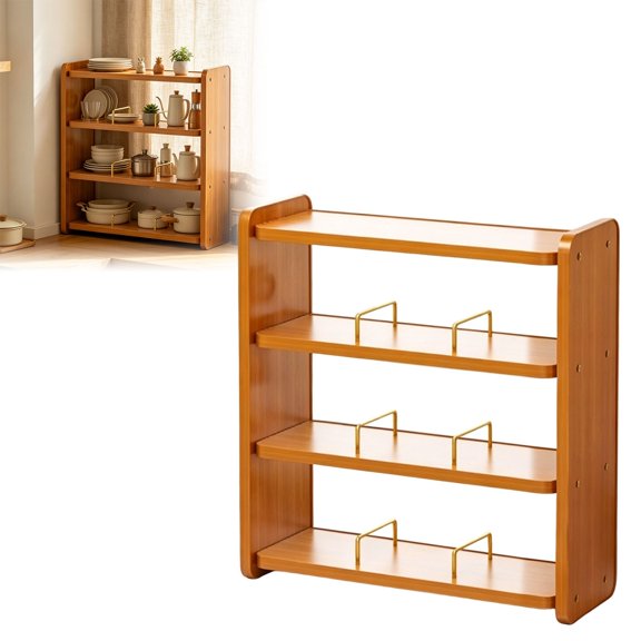 Leeye Compact Desktop Cup Holder Organizer, Wooden Mug Storage Rack for Coffee Tea Cups, Countertop Display Stand, Brown, 15.75 in, 5.51 lb