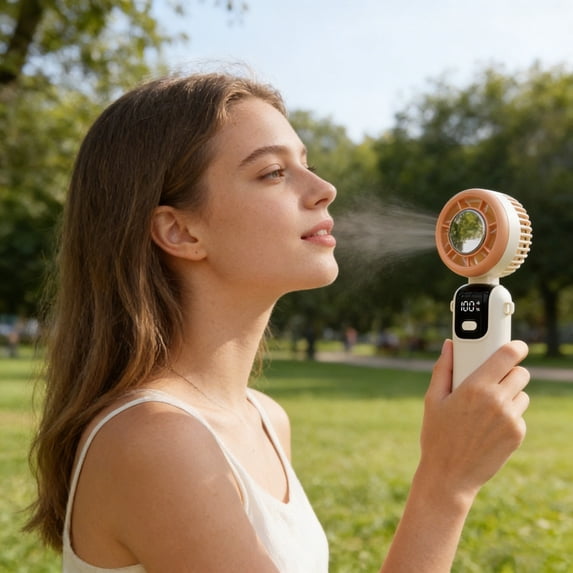 Leeye Cooling Plate Handheld Fan, Rechargeable Personal Fan with Cold Compress, Portable Mini Fan with Ice Cooling for Summer Travel Outdoor Office