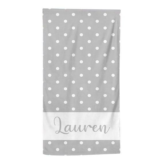 Leeye Customizable Beach Towel with Initials, Personalized Coastal Towel for Swimming Pool and Travel Comfort, Light Gray, 59.06x29.53in