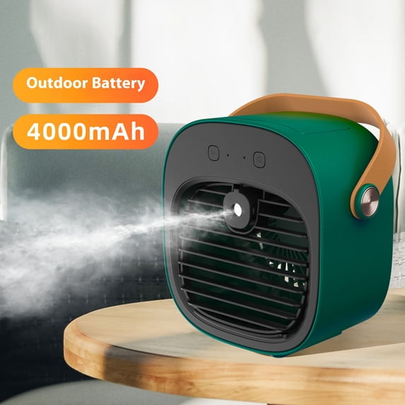 Leeye Desktop Water Cooling Fan, USB Rechargeable Mist Spray Humidifier Fan with 3 Speeds & Large Water Tank, Portable Evaporative Air Cooler for Home Office Desk, Green