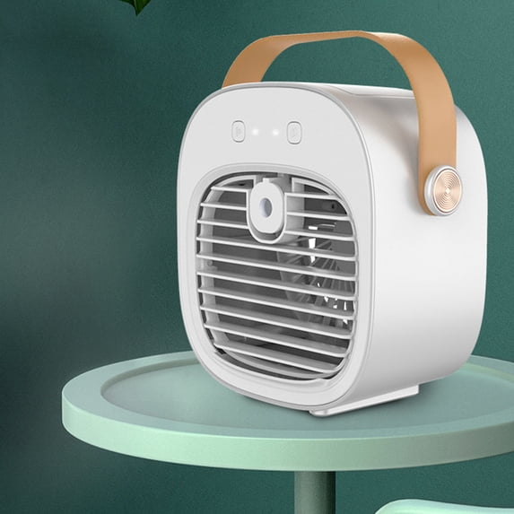 Leeye Desktop Water Cooling Fan, USB Rechargeable Mist Spray Humidifier Fan with 3 Speeds & Large Water Tank, Portable Evaporative Air Cooler for Home Office Desk, White