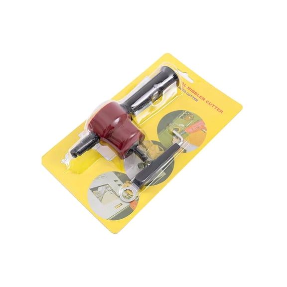 Leeye Double Head Metal Sheet Nibbler Cutter with Nylon Parts, Drill Attachment Nibbling Tool for Cutting Metal & Paperboard, Red