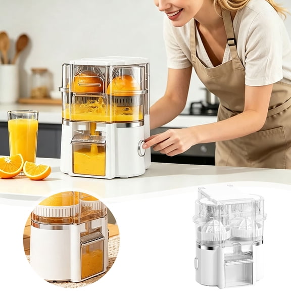 Leeye Electric Twin Head Citrus Juicer, Automatic Orange and Lemon Squeezer Machine, USB Rechargeable Fruit Juice Maker for Home Kitchen, White