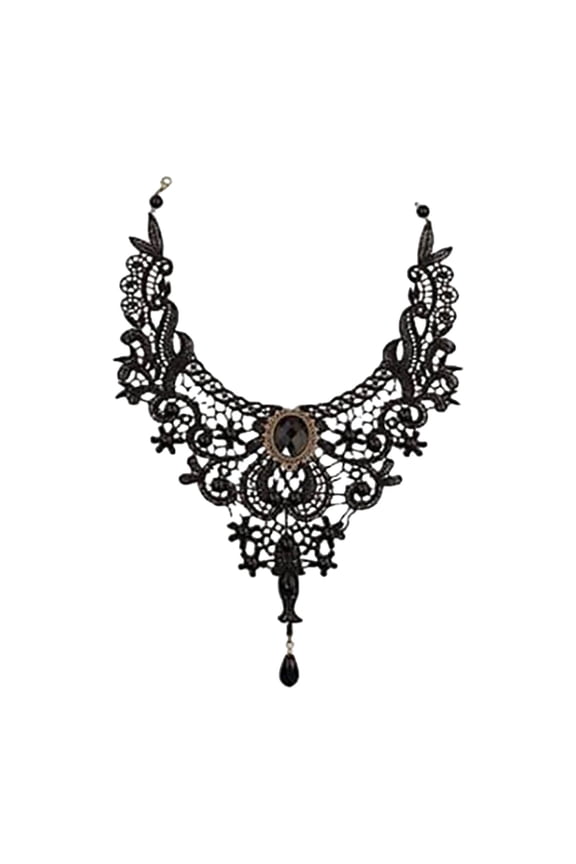 Halloween Black Lace Cross Pendant Choker, Gothic Rhinestone Necklace for Women Cosplay Vampire Jewelry, 13.78in, 0.03 lb