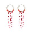 thumbnail image 1 of Leeye Halloween Pearl Drop Earrings, Gothic Dripping Imitation Pearl Dangle Earrings with Red Accents, Vampire Jewelry for Halloween Party, 1 of 8