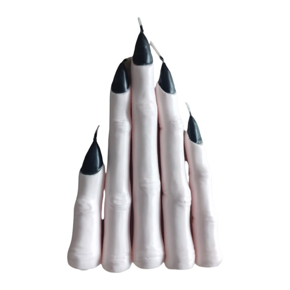 Leeye Halloween Finger Candles, Scary Realistic Witch Finger Shaped Taper Candles for Party Home Decor, Pink, 6.69in