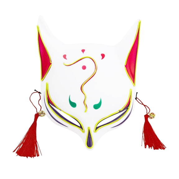 Leeye Halloween Fox LED Half Face Mask, Light Up Glowing Fox Mask with Ears for Cosplay Masquerade Party, Light Green 8.66x9.84x2.76in