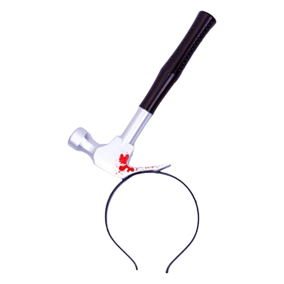 Leeye Halloween Hammer Through Head Headband, Bloody Fake Hammer Hair Hoop Prop for Zombie Horror Cosplay Party Costume, One Size, 0.16 lb