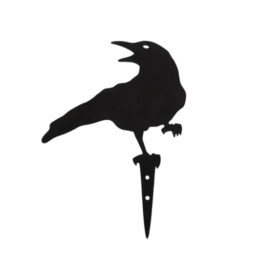 Leeye Halloween Metal Crow Yard Stake, Wrought Iron Screaming Crow Garden Decoration for Lawn Patio Outdoor Display, Black 7.87x8.66x0.39in