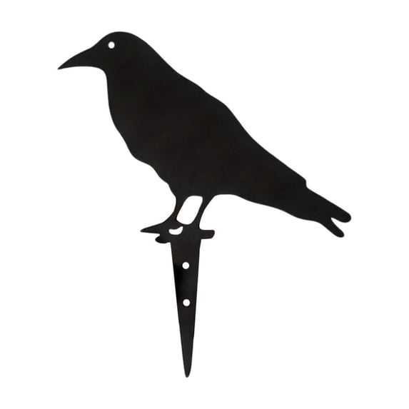 Leeye Halloween Metal Crow Yard Stake, Wrought Iron Staring Crow Garden Decoration for Lawn Patio Outdoor Display, Black 7.87x8.66x0.39in