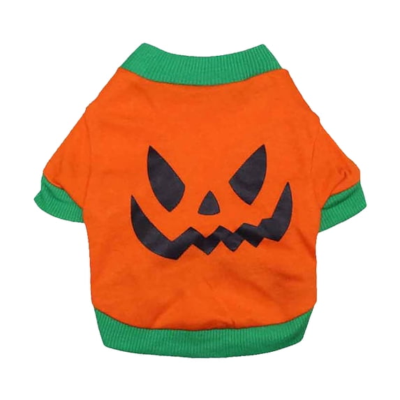 Leeye Halloween Pet Funny Orange T-Shirt, Pumpkin Fish Bone Dog Cat Costume Top for Medium Pets Party Cosplay, Orange, Size M, 0.15 lb