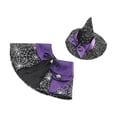 thumbnail image 1 of Leeye Halloween Pet Witch Set, Spider Web Hat and Cape for Small Cats Dogs Party Cosplay, Size S, 0.09 lb, 1 of 6