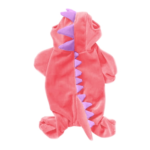 Leeye Halloween Pink Dinosaur Dog Costume M, Crystal Velvet Dinosaur Outfit for Medium Dogs, Elastic Cosplay Pet Clothes for Halloween Party, Pink M
