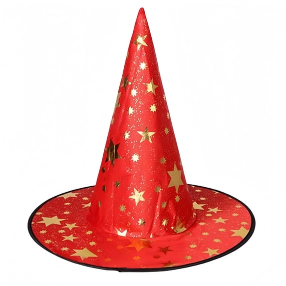 Leeye Halloween Red Witch Hat, Pointed Wizard Costume Accessory for Women Men Adults Party Cosplay, Red, 14.96x14.17in