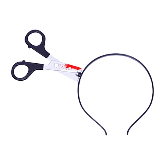 Leeye Halloween Scissors Through Head Headband, Bloody Fake Scissors Hair Hoop Prop for Zombie Horror Cosplay Party Costume, One Size, 0.08 lb
