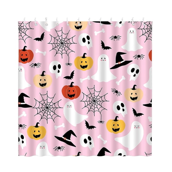 Leeye Halloween Shower Curtain Waterproof Quick Install Decorative Pumpkin Printed For Bathroom Bathtub