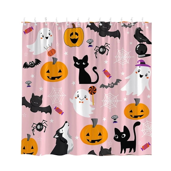 Leeye Halloween Shower Curtain Waterproof Quick Install Decorative Pumpkin Printed For Bathroom Bathtub