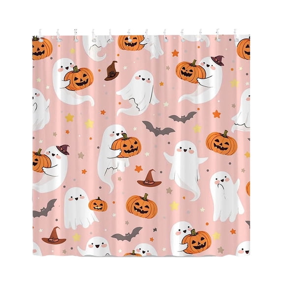 Leeye Halloween Shower Curtain Waterproof Quick Install Decorative Pumpkin Printed For Bathroom Bathtub