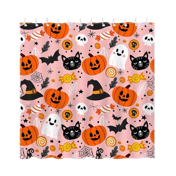 Leeye Halloween Shower Curtain Waterproof Quick Install Decorative Pumpkin Printed For Bathroom Bathtub