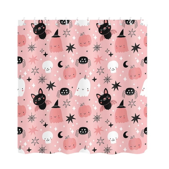 Leeye Halloween Shower Curtain Waterproof Quick Install Decorative Pumpkin Printed For Bathroom Bathtub