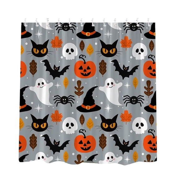 Leeye Halloween Shower Curtain Waterproof Quick Install Decorative Pumpkin Printed For Bathroom Bathtub