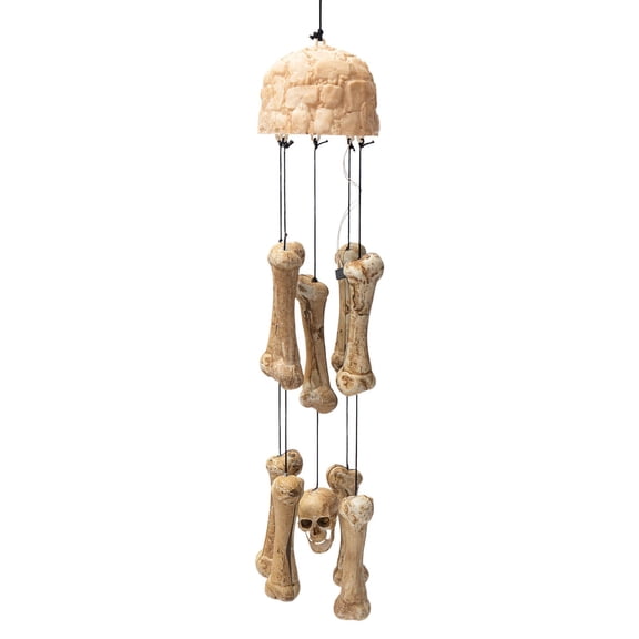 Leeye Halloween Skeleton Wind Chime with Motion and Sound, Vibrating Bone Hanging Decoration for Indoor Outdoor Porch Party, White 24.80x5.31x5.31in