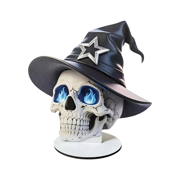 Leeye Halloween Skull Resin Figurine, Gothic Skeleton Head Statue, Spooky Tabletop Ornament for Home Office Shelf Party Halloween Decor