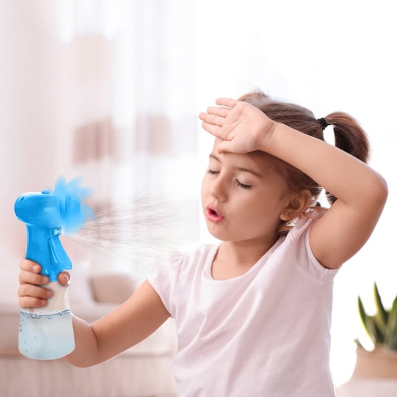 Leeye Handheld Mist Spray Fan Portable Water Bottle Fan 220ml Spray Cooling Fan Battery Operated Personal Mister for Travel Beach Outdoor, Blue, 7.87x2.76in