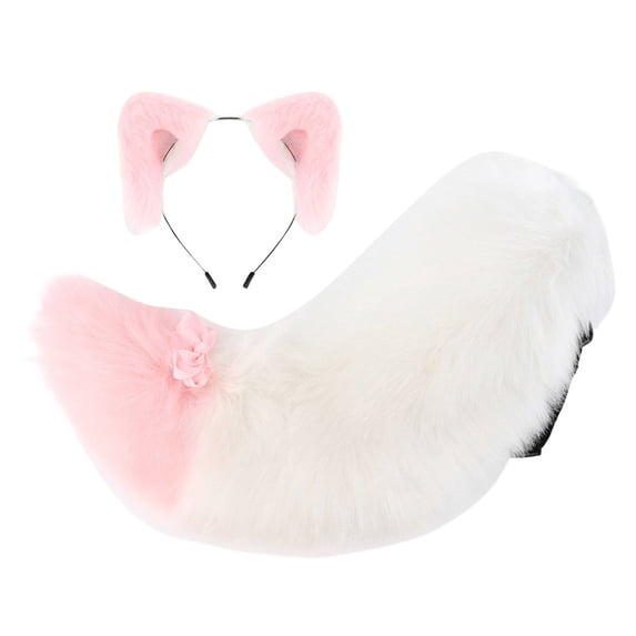 Leeye Japanese Pink Cat Ear Headband with Tail Set, Animal Ears Cosplay Accessory for Halloween Party Anime Cosplay, Pink, One Size, 0.58 lb