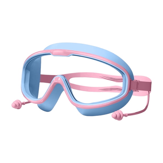 Leeye Kids Swim Goggles, Electroplated Anti-Fog Waterproof Diving Goggles for Children, Large Frame Swim Mask with Earplugs & Nose Clip, D