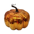 thumbnail image 1 of Leeye Large Disco Pumpkin Glitter Ornament, Oversized Mirrored Glass Pumpkin Figurine, Jumbo Sparkly Halloween Tabletop Decoration with LED Rotating Base for Party Centerpiece, 1 of 5