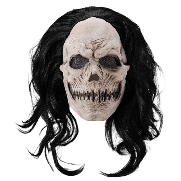 Leeye Latex Scary Full Face Mask, Realistic Halloween Horror Costume, Adult Cosplay Masquerade Prop, Creepy Party Accessory, White 11.8in