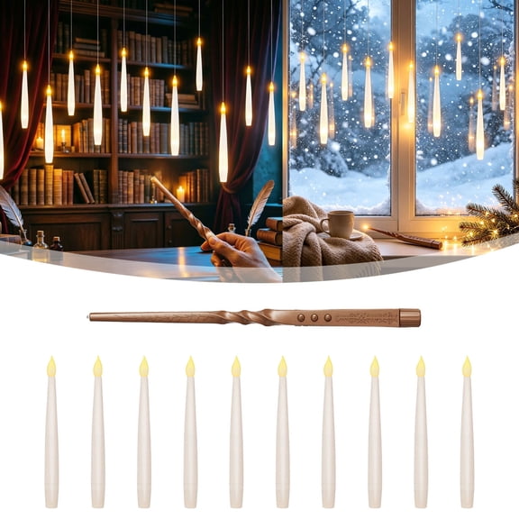 Leeye Light Hanging Warm Floating Wand Flameless Taper Flickering Operated Ceiling Indoor Party