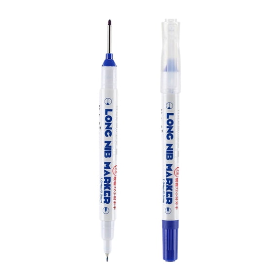 Leeye Long Head Deep Hole Marker Pen, 20mm Extended Tip Blue Ink Marker for Carpenter DIY Woodworking Construction, Precision Marking Tool