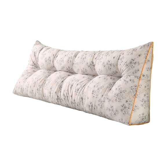 Leeye Lumbar Pillow Triangular Headboard Home Reading Back Sitting Up Bed Large Bolster Positioning Bedrest Removable Cover White for Sofa Couch Bedroom Living Room
