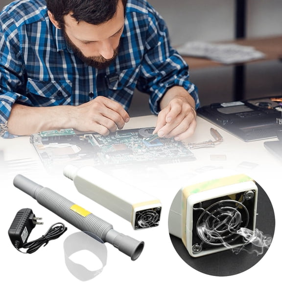 Leeye Microscope Fume Extractor, Soldering Fume Extraction Fan with Adjustable Flexible Hose, Smoke Absorber for Microscope Workbench Electronics Repair, White,