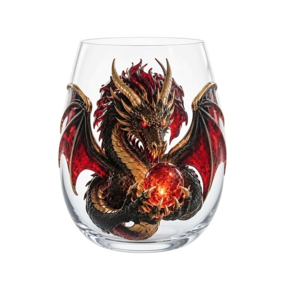 Leeye Mythic Glass Cup Crystal Orb Drinkware for Cocktails Bar 3D Dragon 1pc