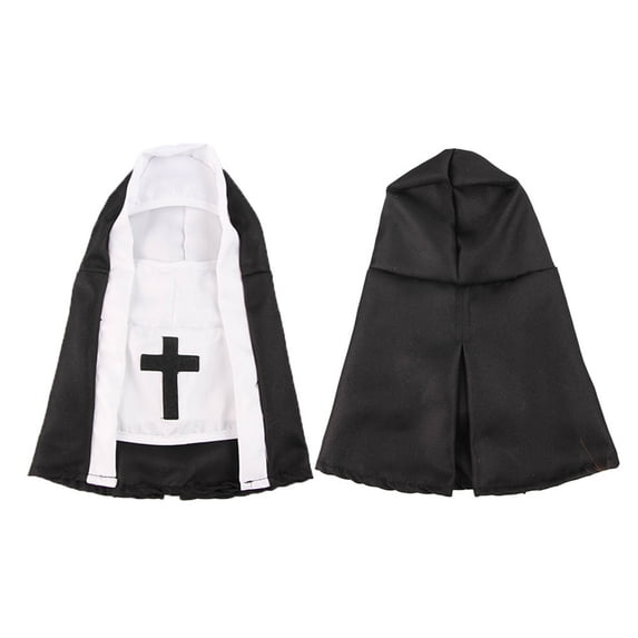 Leeye Pet Nun Halloween , Funny Nun Outfit Dress for Medium Large Dogs Cats, Role Play Cosplay Pet Clothes for Halloween Party, Black White