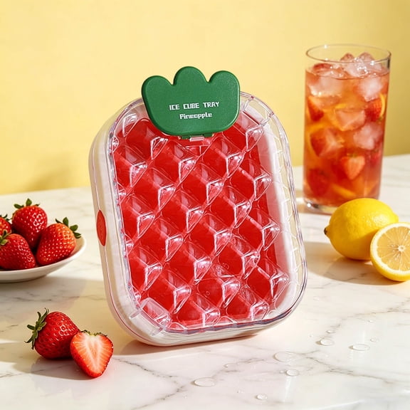 Leeye Pink Pineapple Ice Maker Pitcher Fruit Shaped Ice Cube Mold Freezer Beverage Container Leakproof Portable for Camping Summer Beach Party