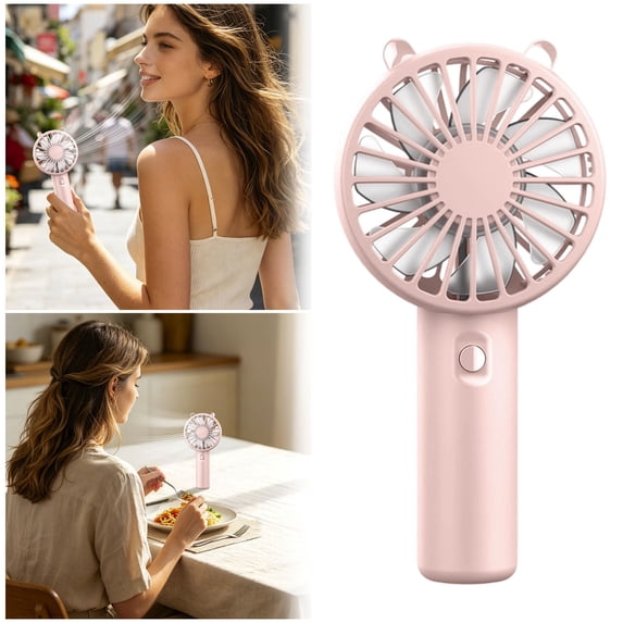 Leeye Portable Handheld Fan USB Rechargeable Mini Personal Cooling Fan 5 Speeds Brushless Motor Quiet Desk Fan for Travel Office Home, Pink